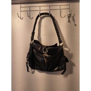 Vintage Francesco Biasia Black Leather Shoulder Bag